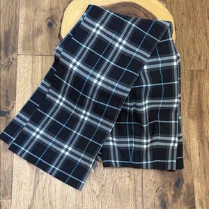 Burberry Black and Blue Plaid Straight Leg Pants